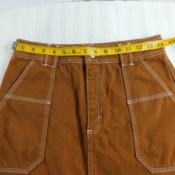 Topshop High Waist Utility Denim Mini Skirt Toffee Women's Size 6 Pockets EUC! - Picture 8 of 11